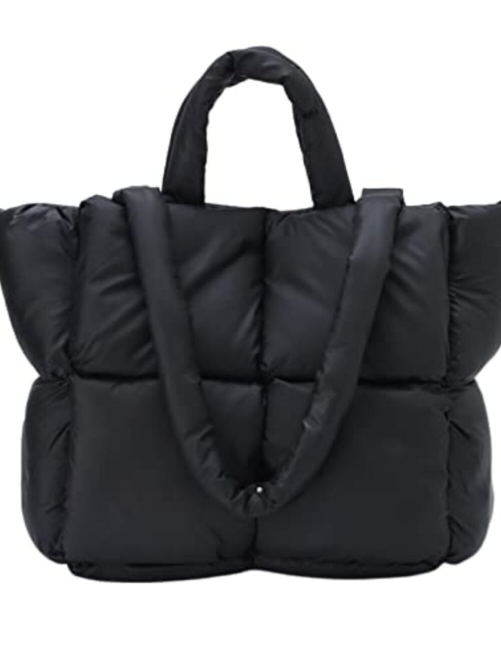 Large Puffer Tote Bag Quilted Shoulder Bag Top Handle with Zippers